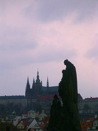 Castle scene from Charles bridge of Prague